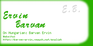 ervin barvan business card